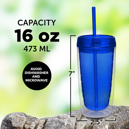 Double-Wall Tumbler with Straw